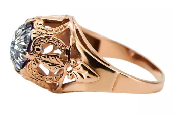Originalus 14k rožinio aukso vintage Žirkoniai Žiedas Vintažinis stilius vrc080r